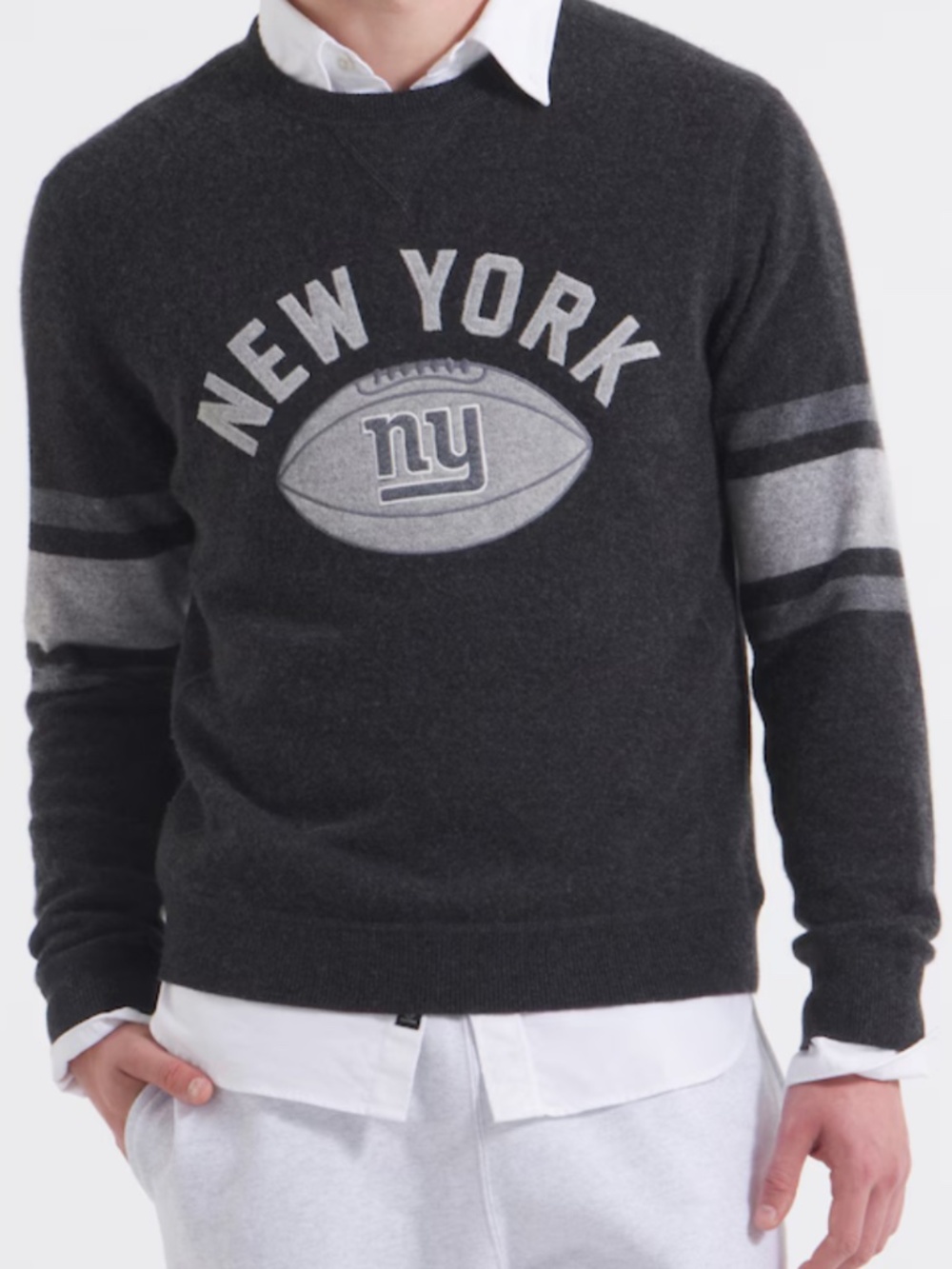 Todd Snyder x NY Giants Gray Cashmere Crew Sweatshirt in Large